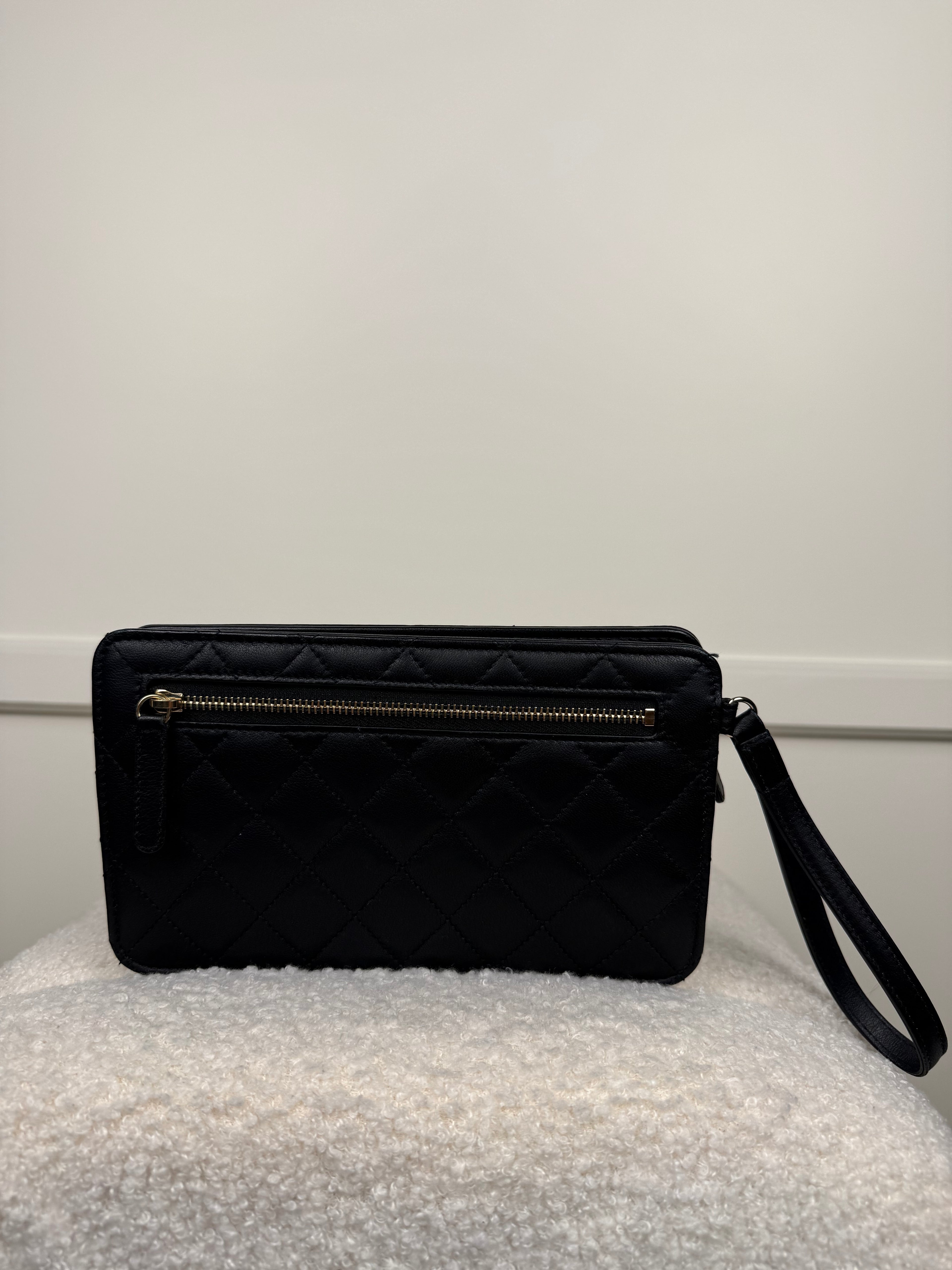 Chanel Quilted Lambskin Clutch Black