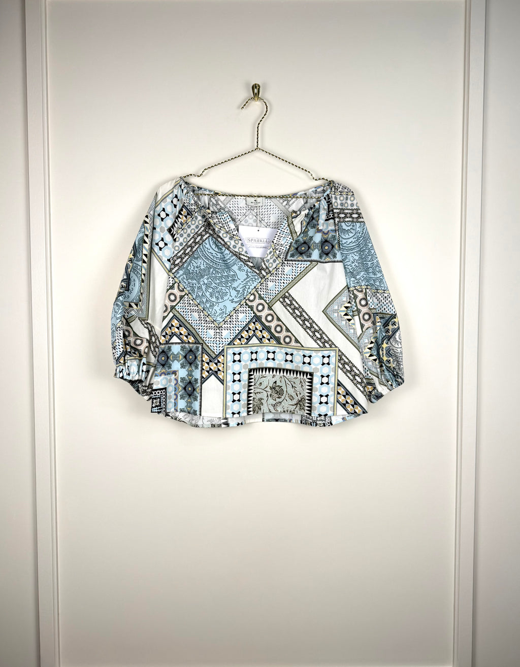 Etro Cotton Blouse White Blue Sz. 34 DE