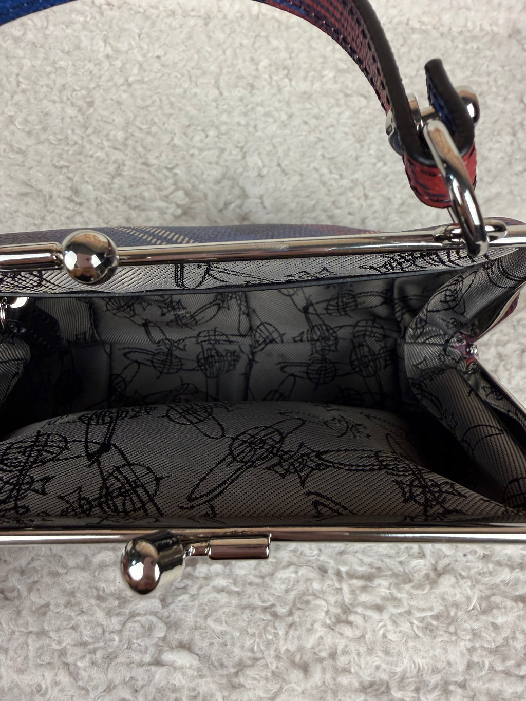 Vivien Westwood Checked Mini Bag Blue Red Multi