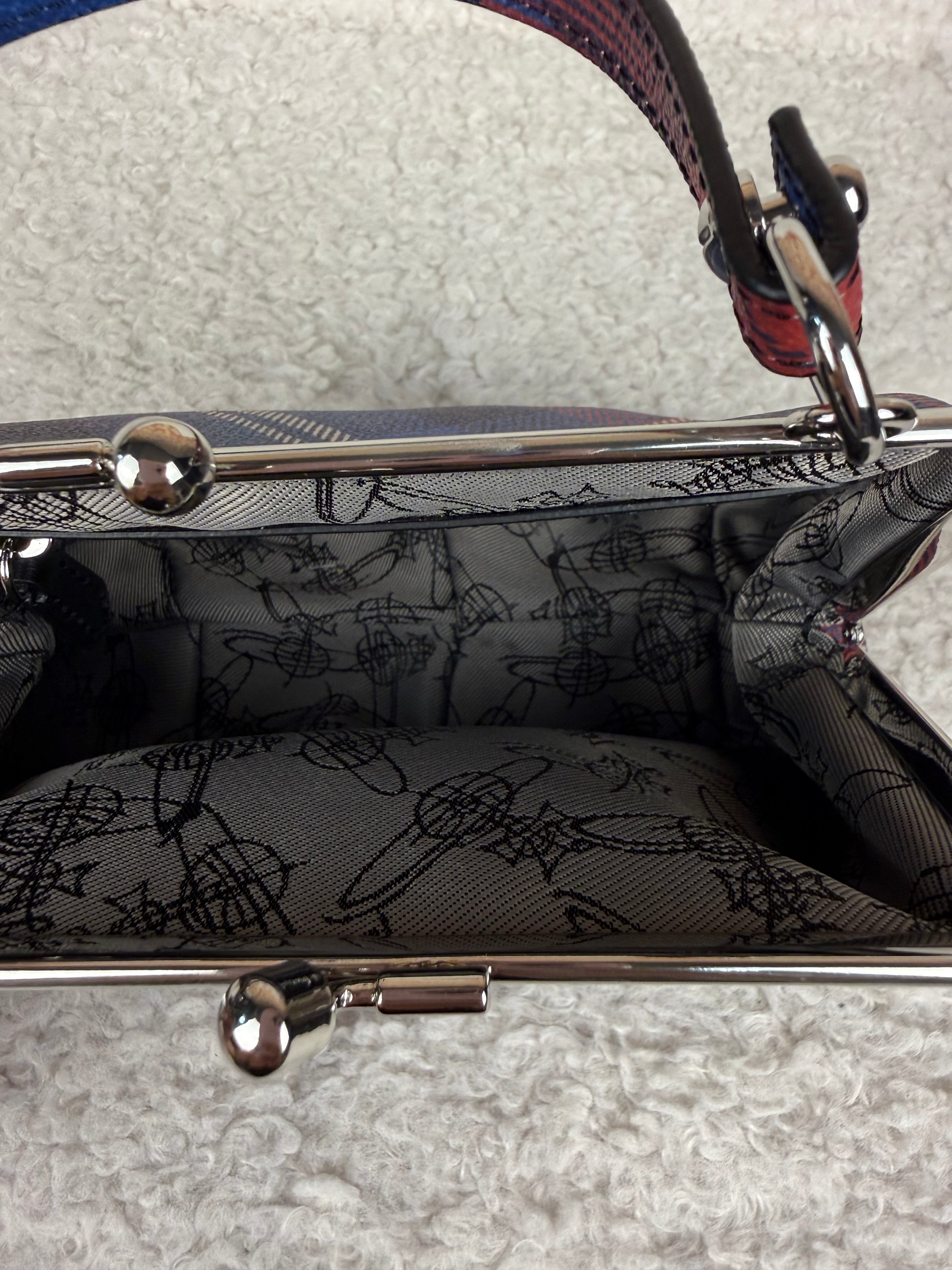 Vivien Westwood Checked Mini Bag Blue Red Multi
