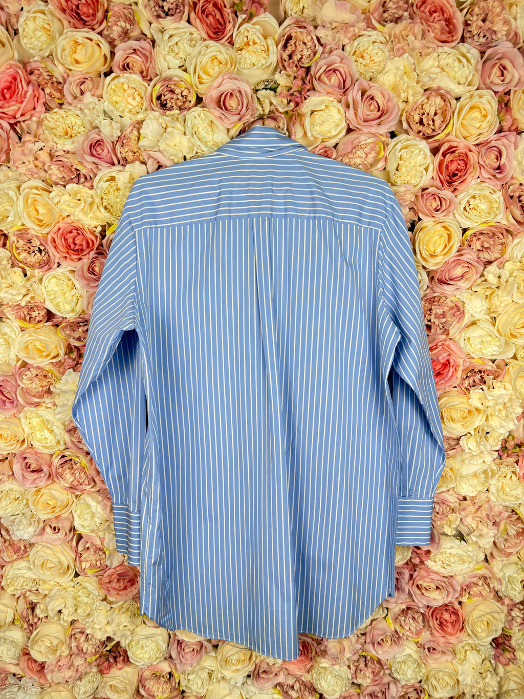 Valentino Oversized Striped Cotton Shirt Light Blue White Sz. 38 DE (42 IT)