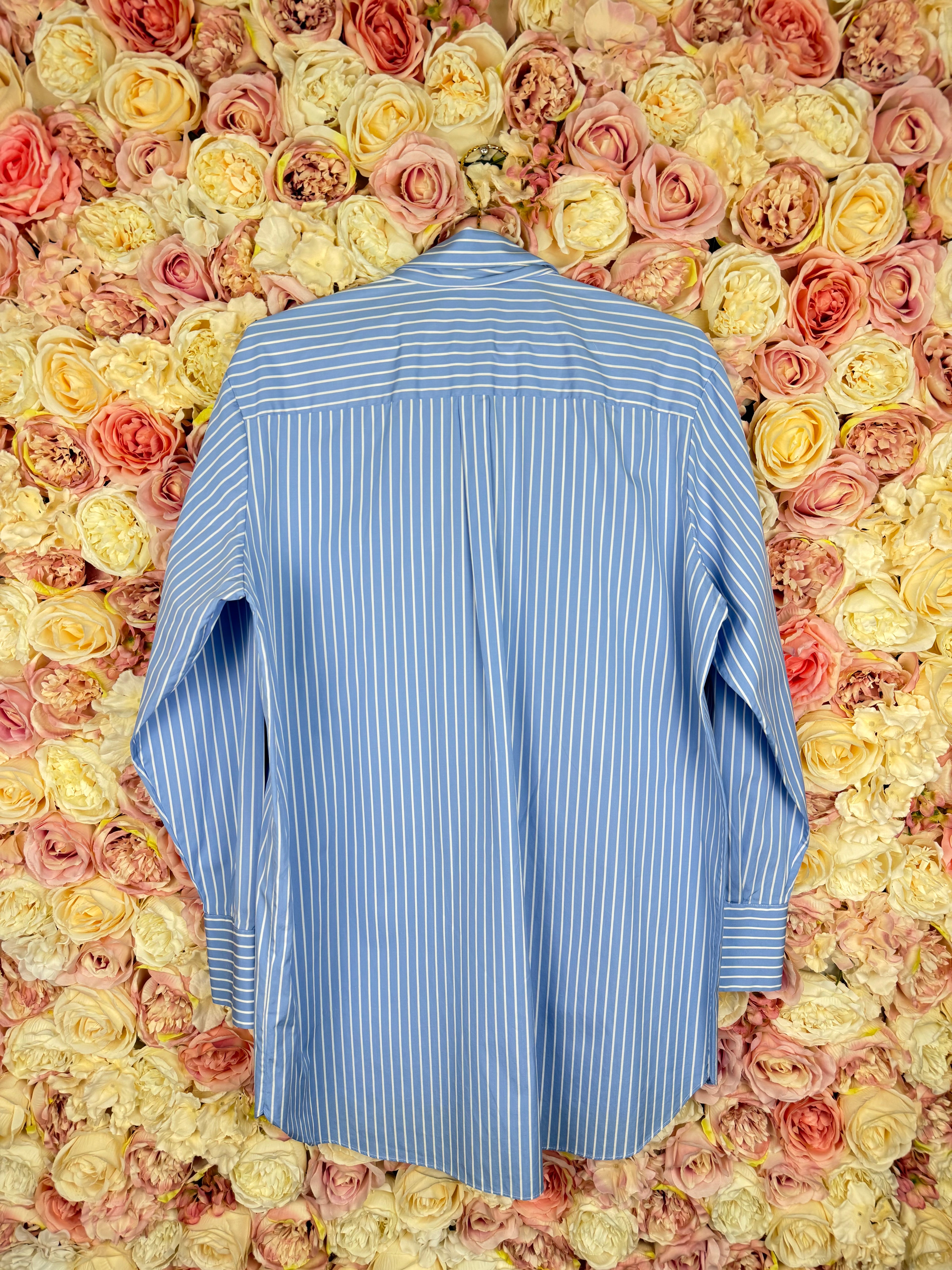 Valentino Oversized Striped Cotton Shirt Light Blue White Sz. 38 DE (42 IT)