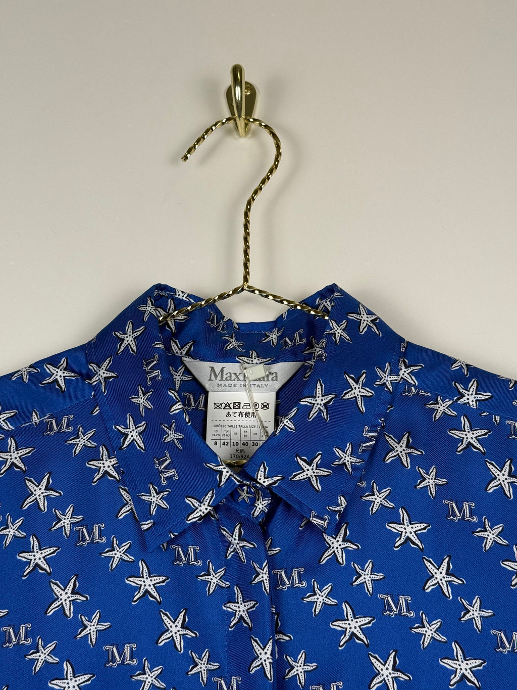 Max Mara Silk Blouse Blue Multi Sz. 38 DE