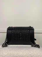Chanel Lambskin Braided Woven Small Boy Bag Black