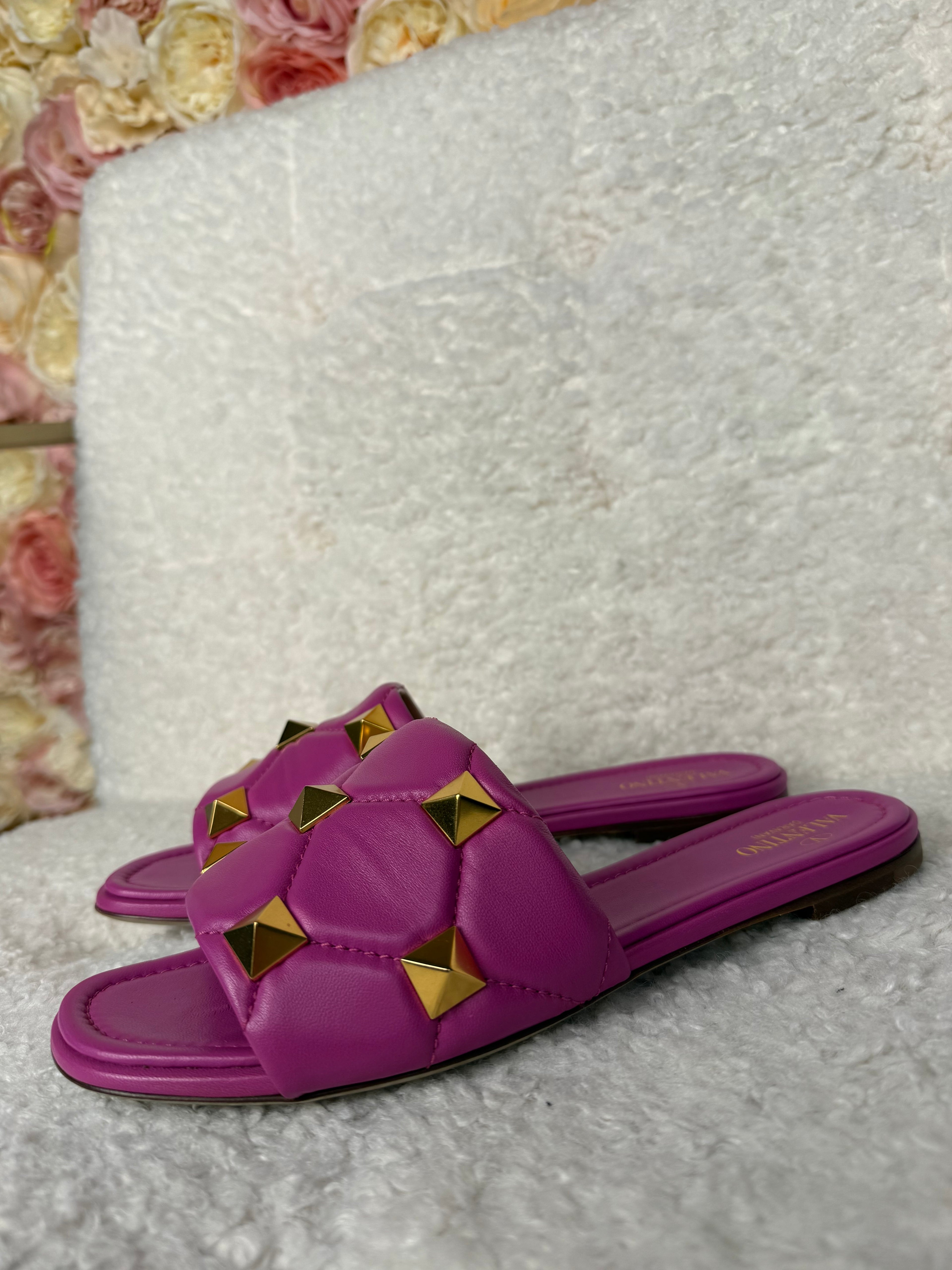 Valentino Roman Stud Slides Pink Sz. 40 EU