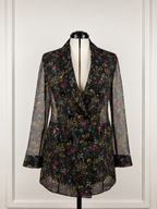 Max Mara Jabot Silk Organza Jacket Black Multi Sz. 40 DE (44 IT)