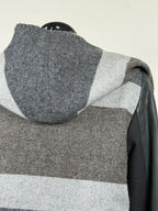AllSaints Mantel mit Lammlederärmeln – Grau – Gr. 36 DE