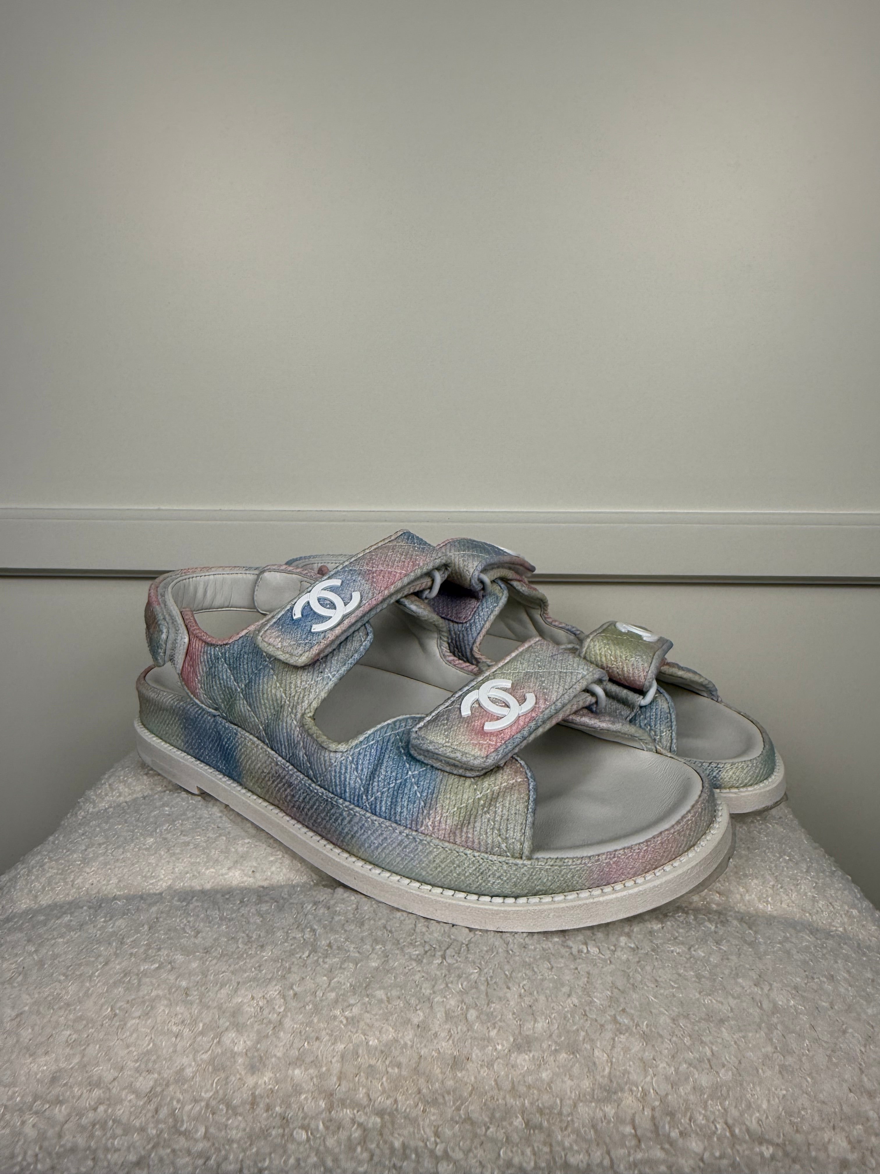 Chanel Dad Sandals Rainbow Sz. 39C
