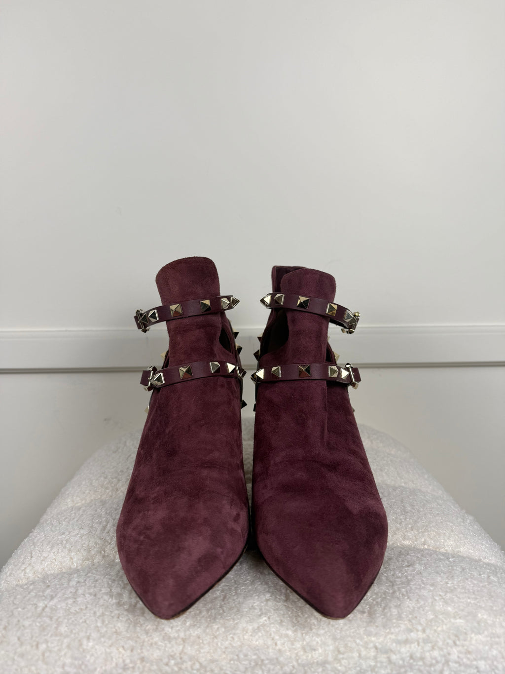 Valentino Boots aus Velours Leder – Aubergine – Gr. 37.5 EU