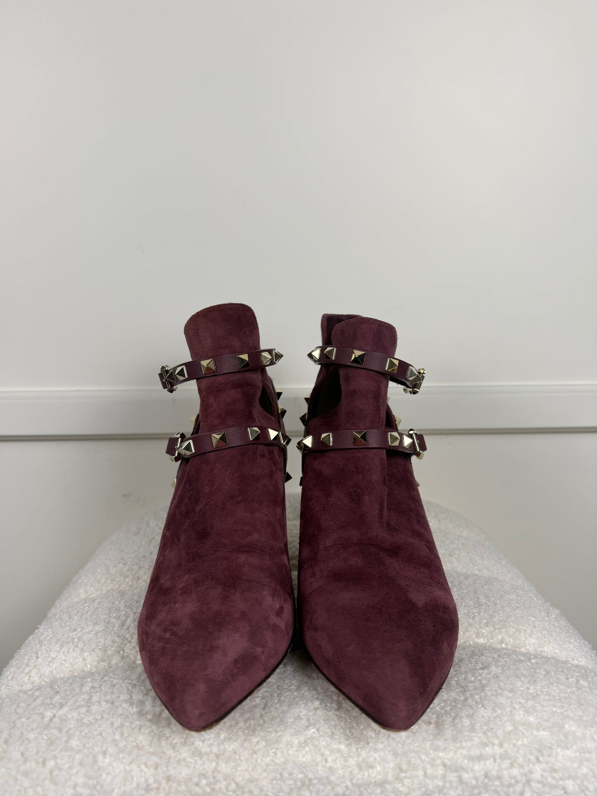 Valentino Boots aus Velours Leder – Aubergine – Gr. 37.5 EU