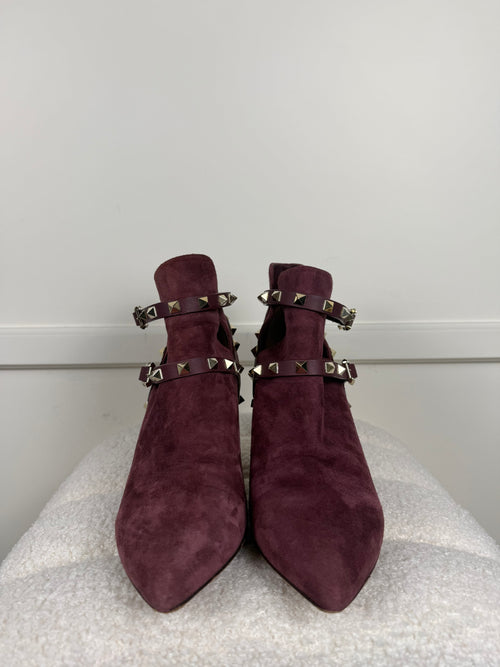 Valentino Boots aus Velours Leder – Aubergine – Gr. 37.5 EU