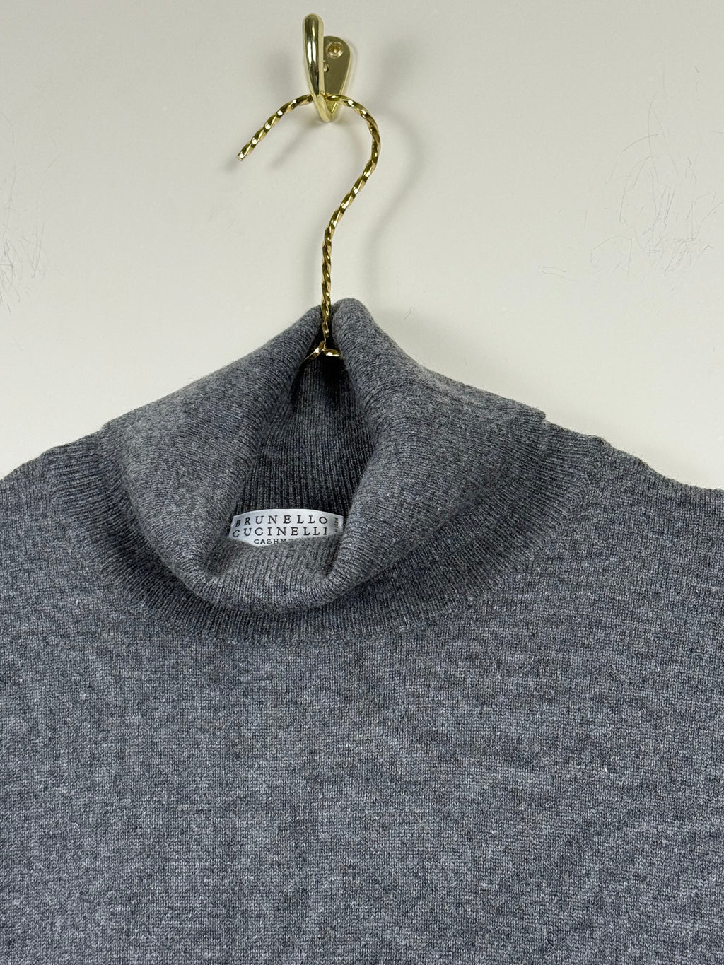 Brunello Cucinelli Kurzarm-Rollkragenpullover – Grau – Gr. XL