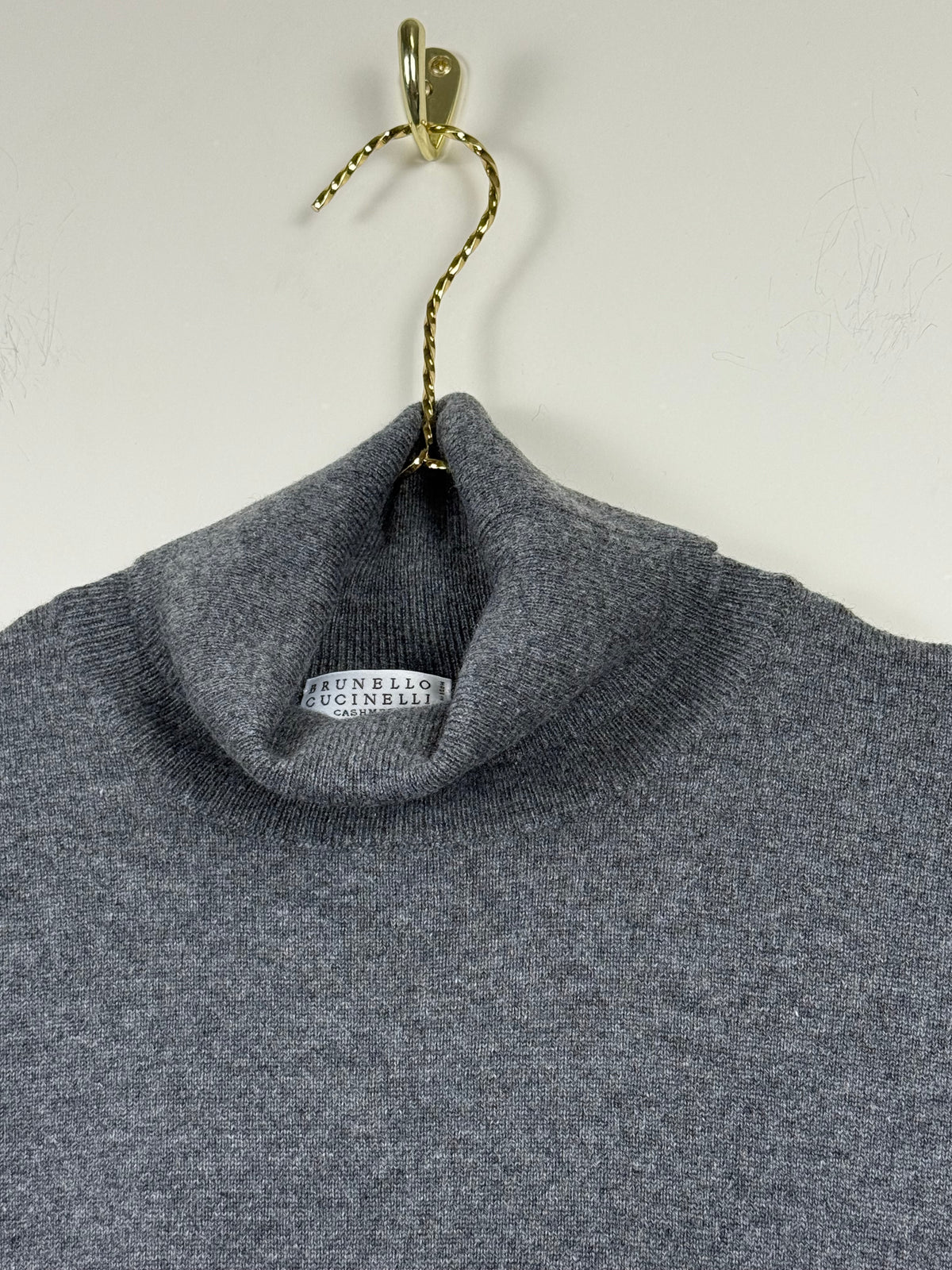 Brunello Cucinelli Kurzarm-Rollkragenpullover – Grau – Gr. XL