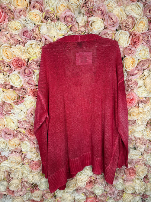 Avant Toi Red Linen Cardigan