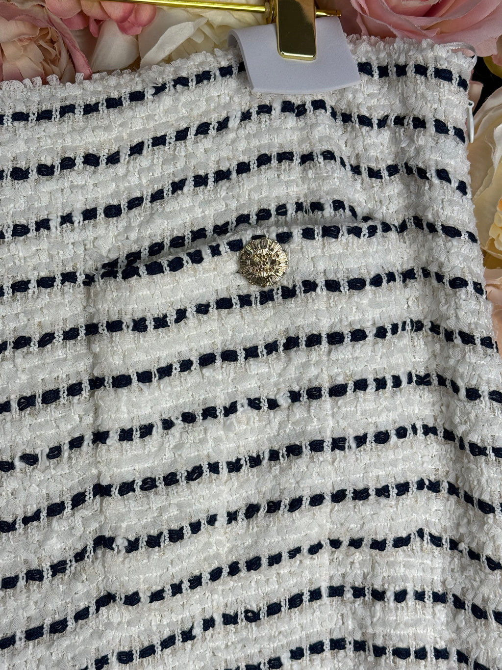 Chanel S23 Tweed Pants White Blue Sz. 42 DE (44 FR)
