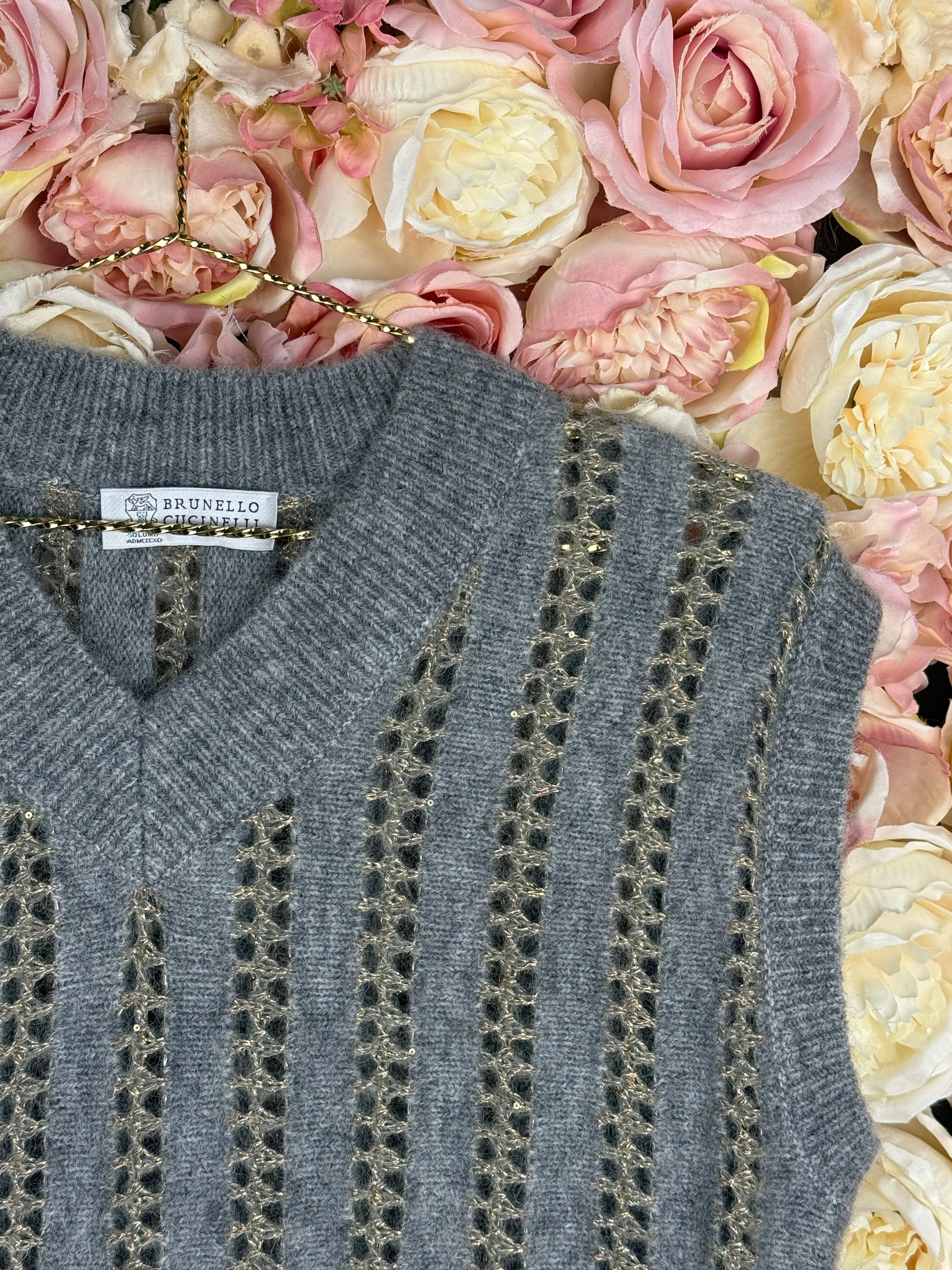 Brunello Cucinelli Sweater Vest Grey Sz. 36 DE (40 IT)
