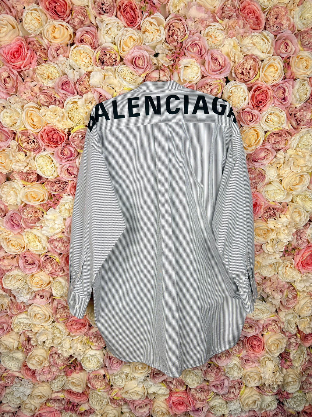 Balenciaga Oversized Striped Cotton Shirt White Blue Sz. 34 DE (36 FR)
