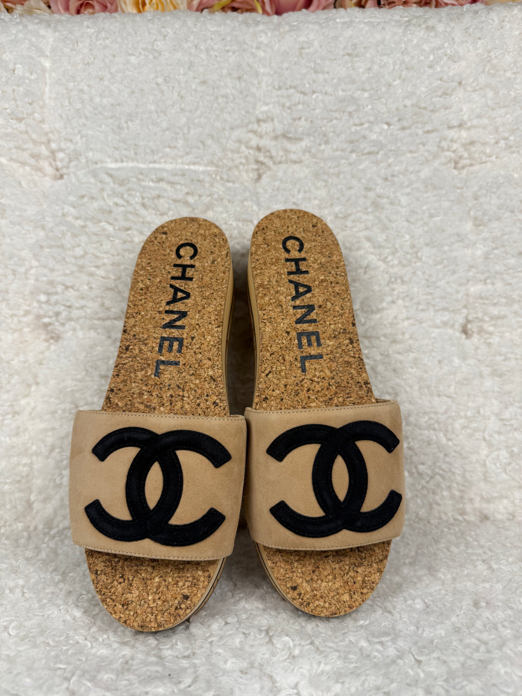Chanel Cork Sandals Beige Sz. 39 EU