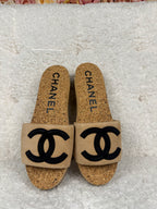 Chanel Cork Sandals Beige Sz. 39 EU