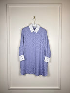 Chanel 2021 Long Silk Jacquard Blouse Lavender Sz. 46 DE (48 FR)