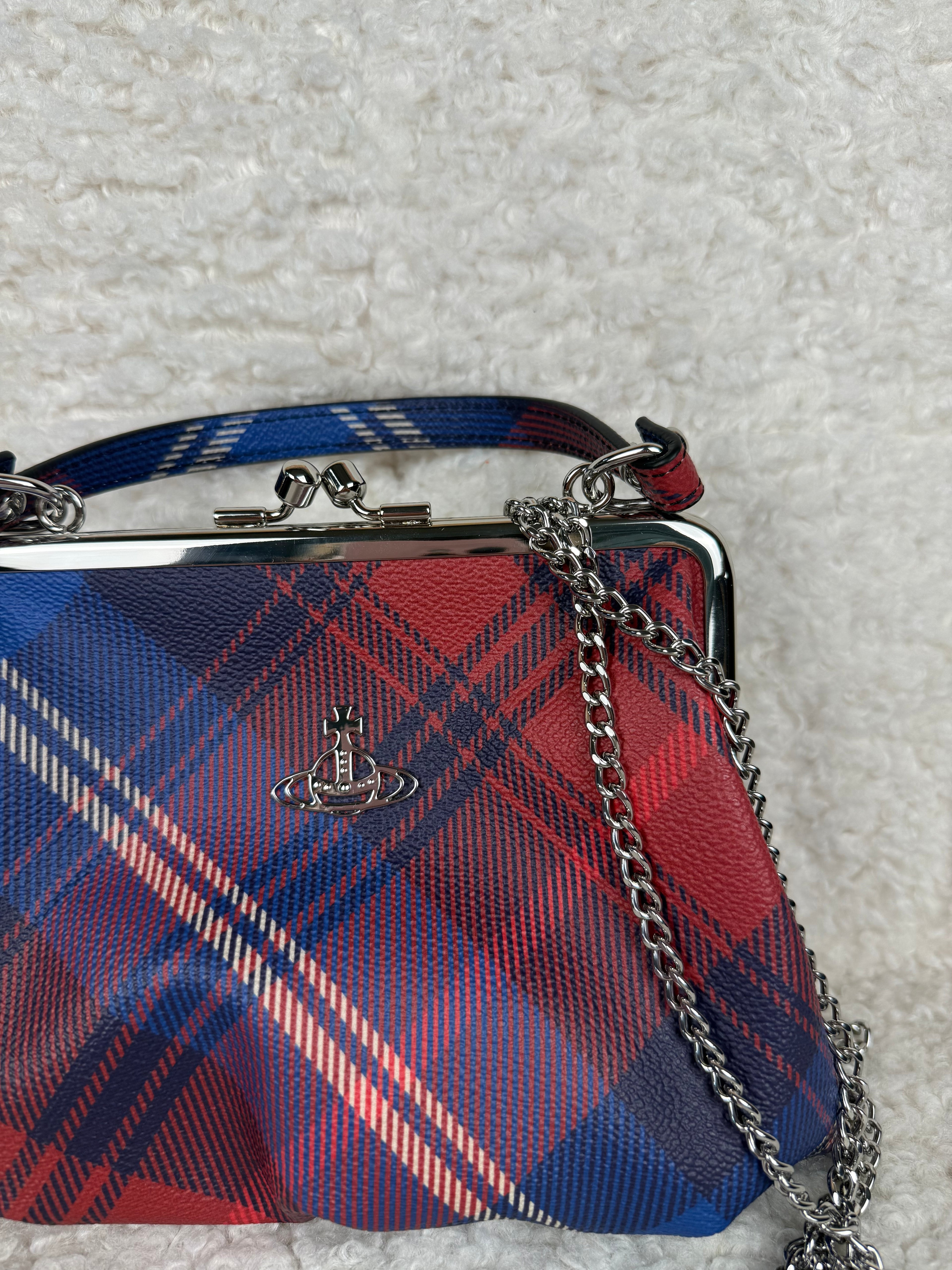 Vivien Westwood Checked Mini Bag Blue Red Multi