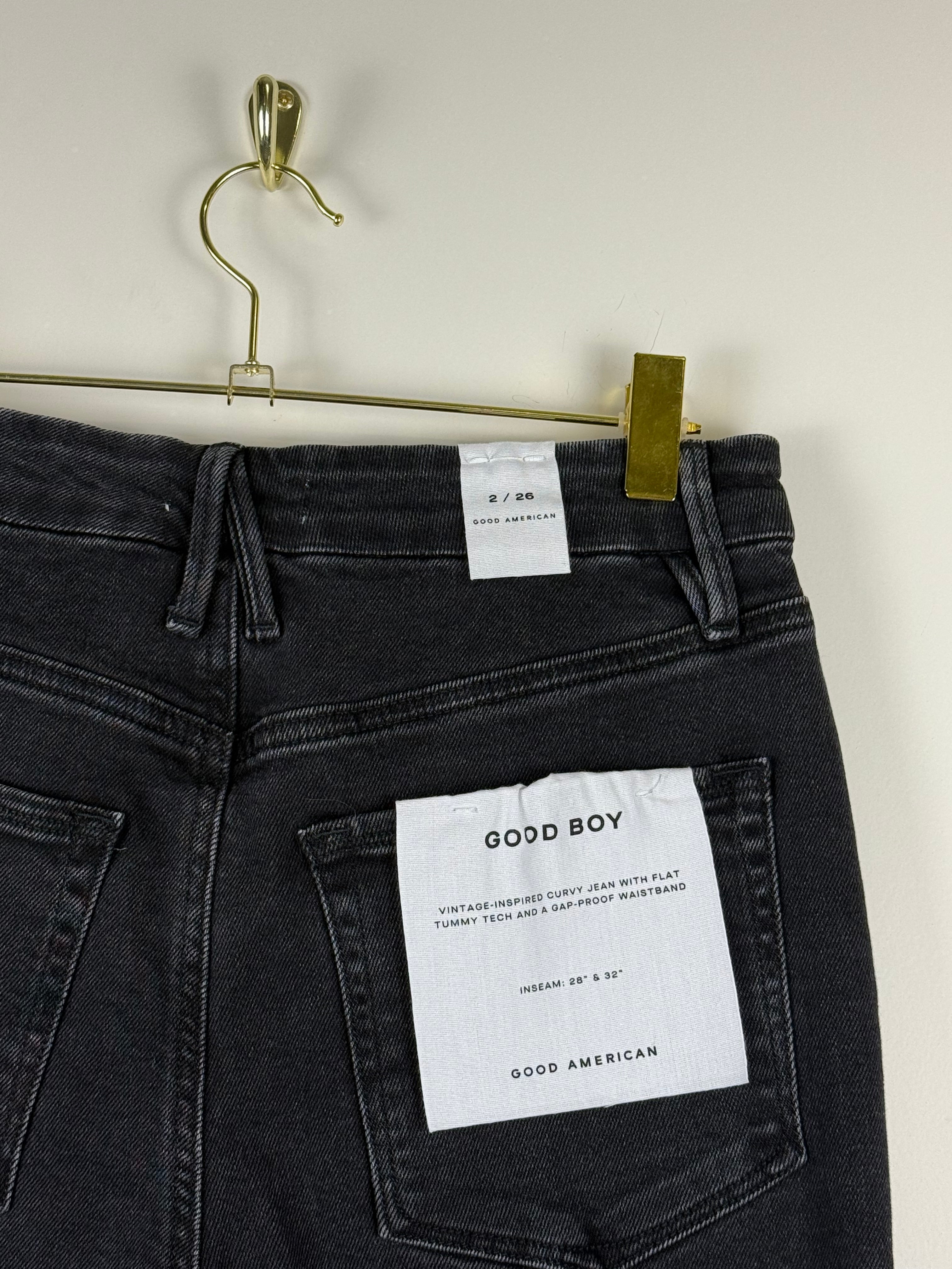 Good American "Good Boy" Jeans Dark Grey Sz. 2/26