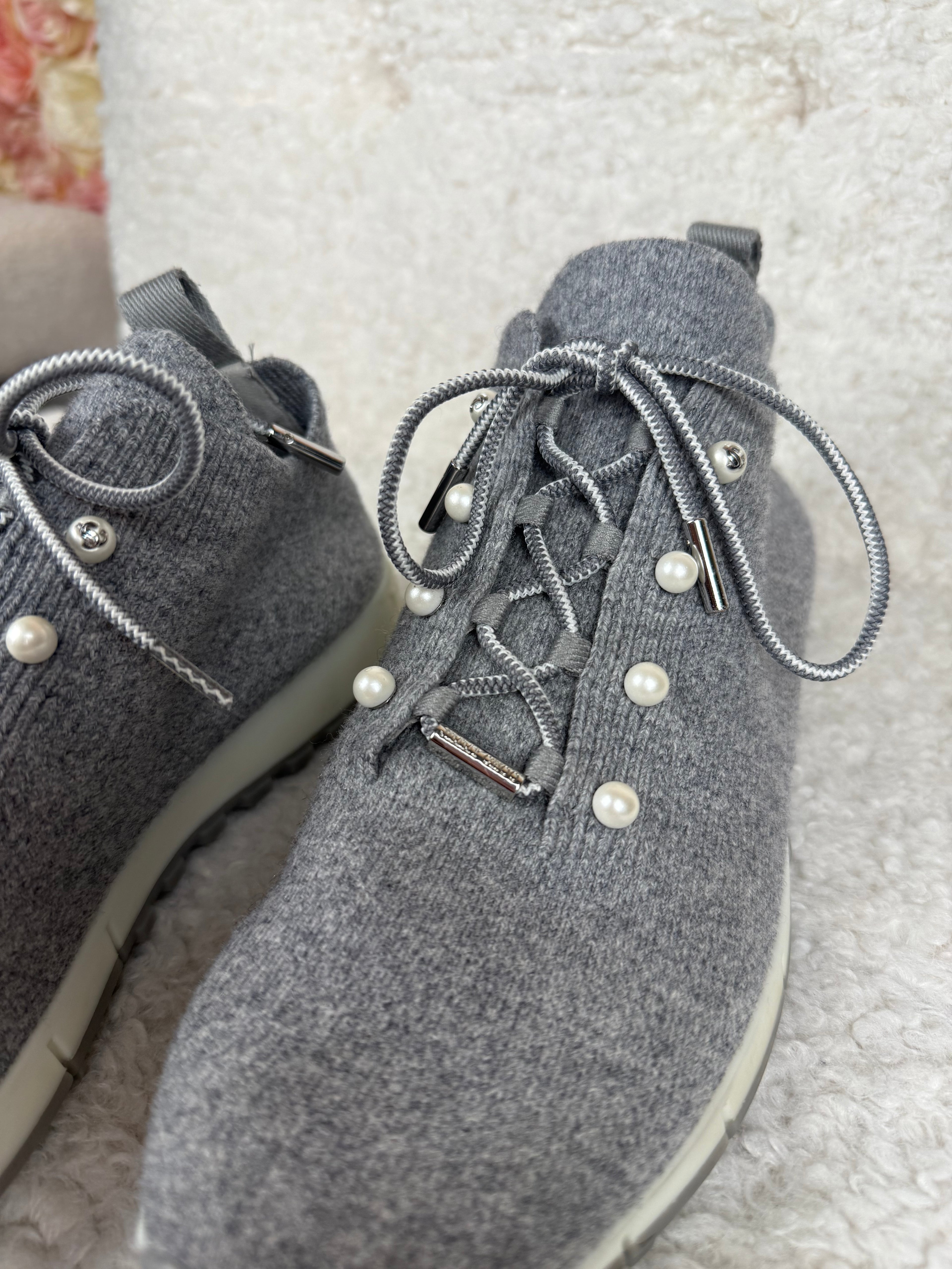 Jimmy Choo Ash Cashmere Knit Sneakers Grey Sz. 39 EU