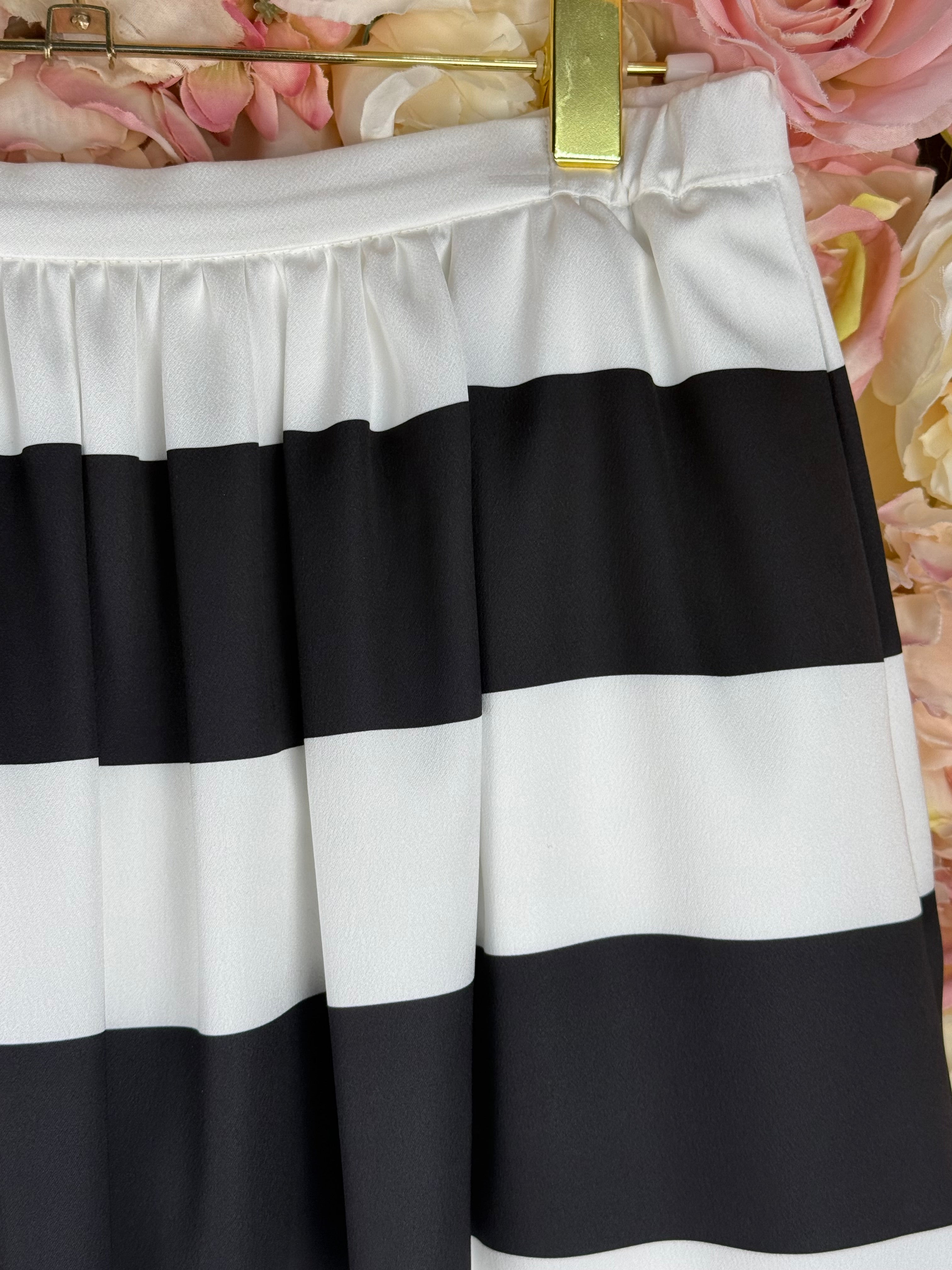 Piq Striped Skirt Black White Sz. S