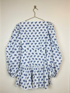 Caroline Constas Floral Dress White Blue Sz. XS