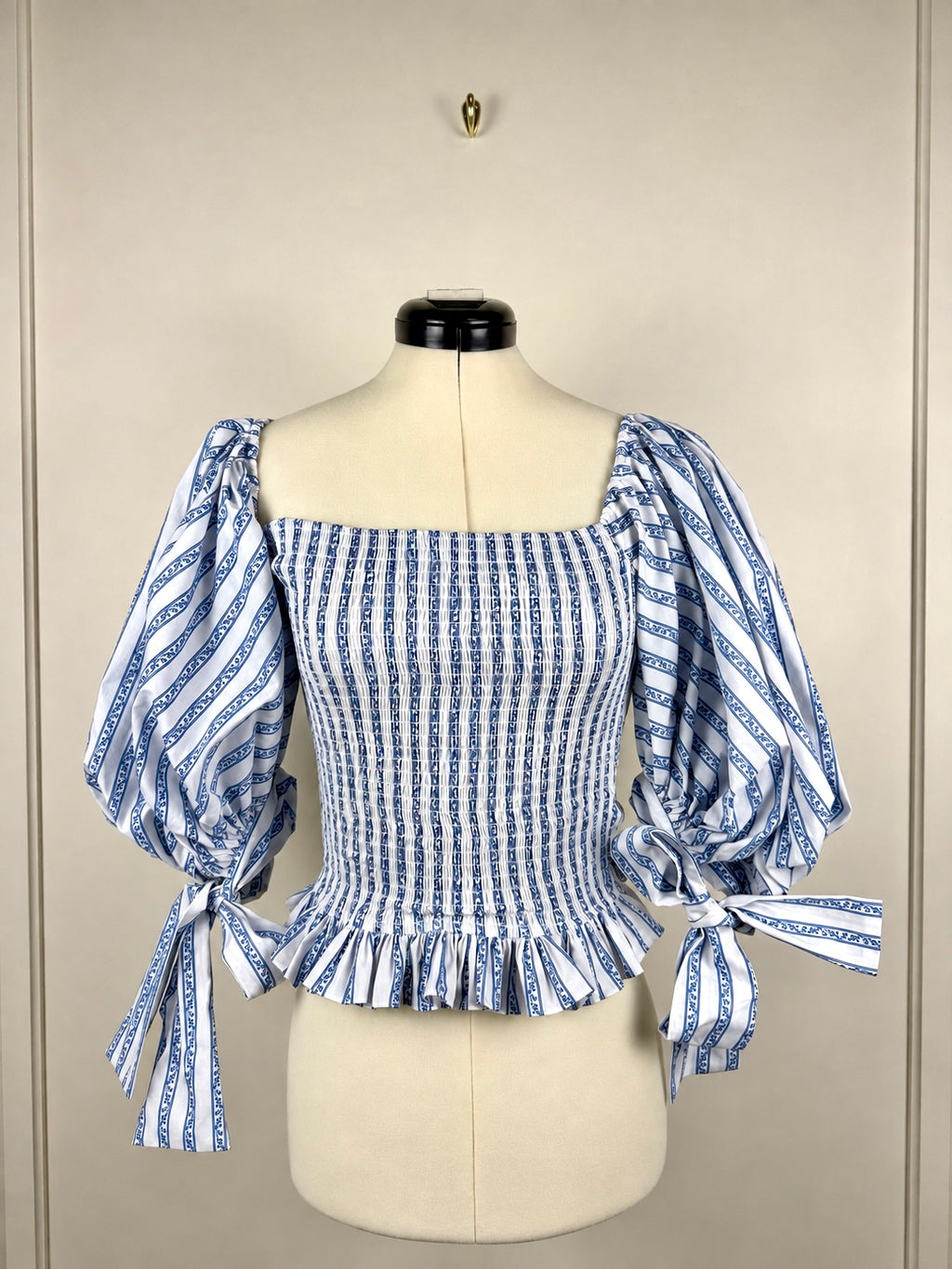Caroline Constas Top White Blue Sz. XS