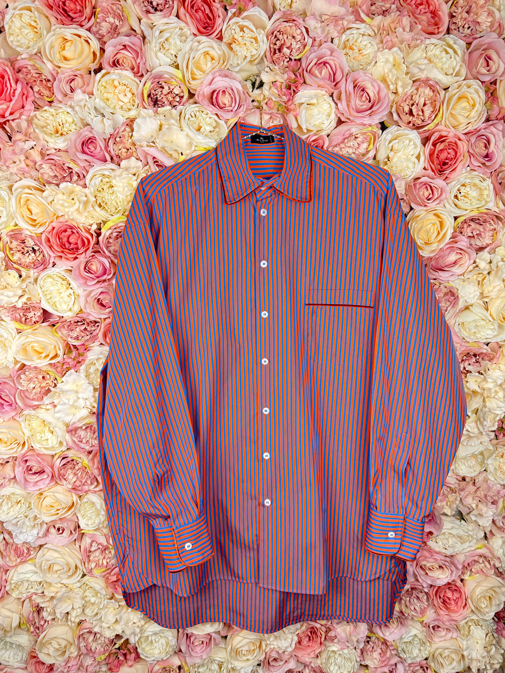 Etro Striped Oversized Cotton Shirt Blue Orange Sz. 38 DE (42 IT)
