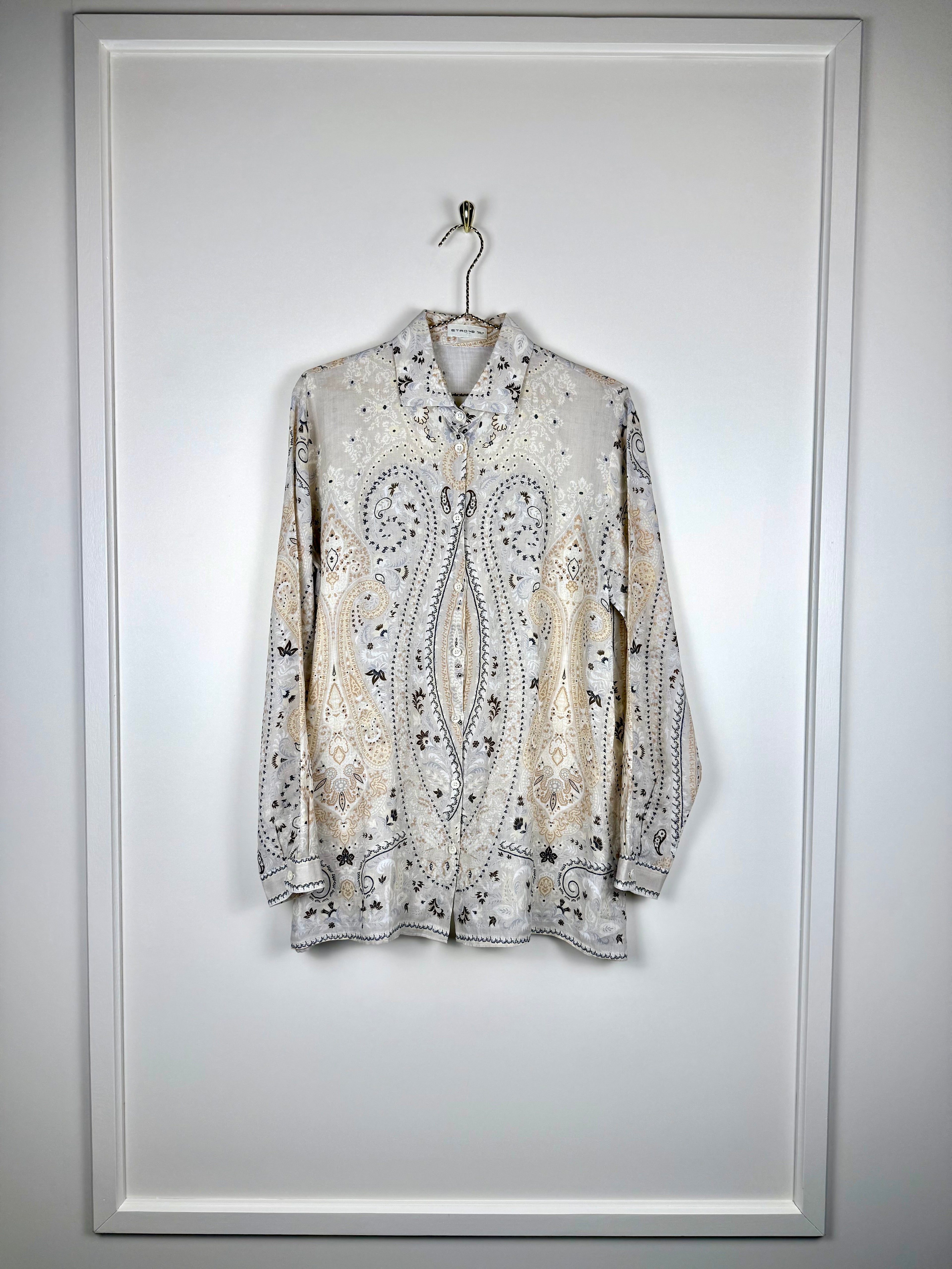 Etro Ramie Shirt Beige Multi Sz. 44 DE (48 IT)