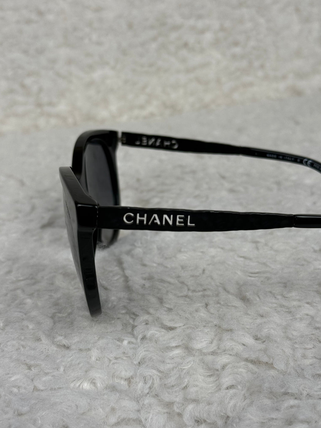 Chanel Sunglasses Metal on Side Black