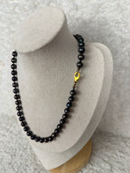 No Name Thin Necklace Freshwater Pearls Dark