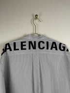 Balenciaga Oversized Striped Cotton Shirt White Blue Sz. 34 DE (36 FR)