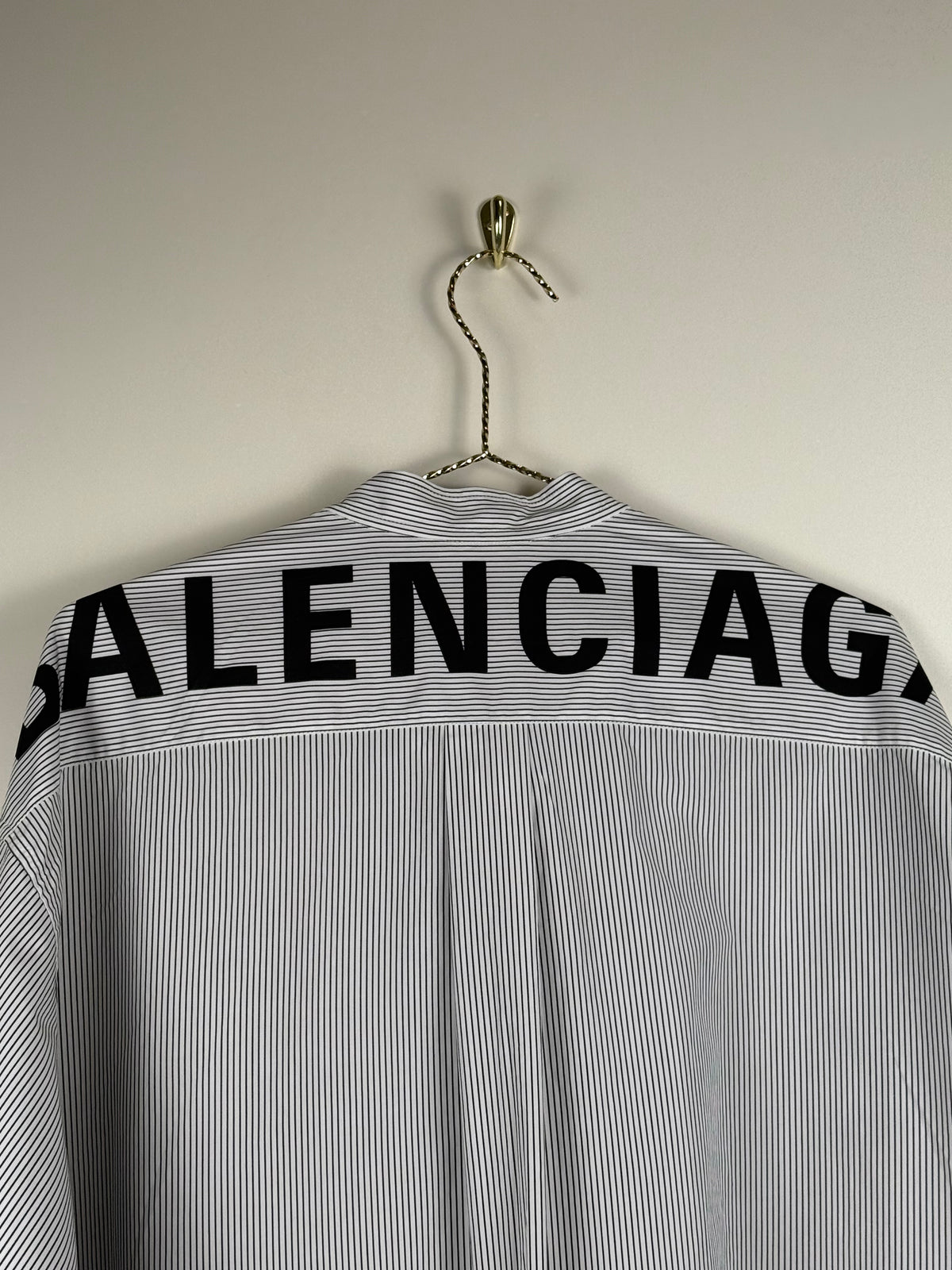 Balenciaga Oversized Striped Cotton Shirt White Blue Sz. 34 DE (36 FR)