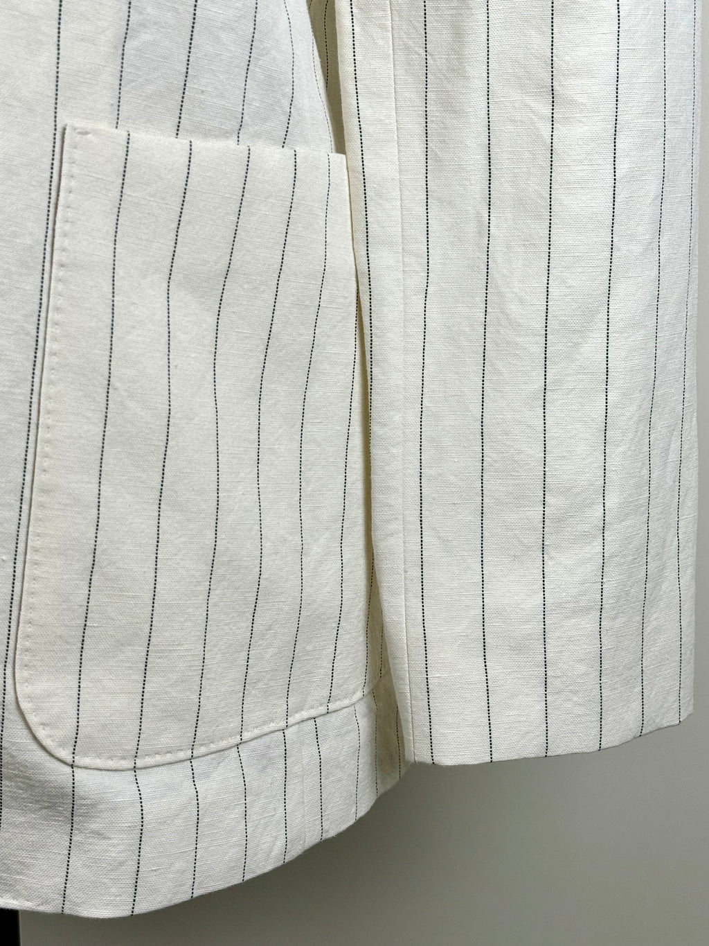 Max Mara Linen Cotton Mix Blazer Pinstriped White Sz. 40 DE