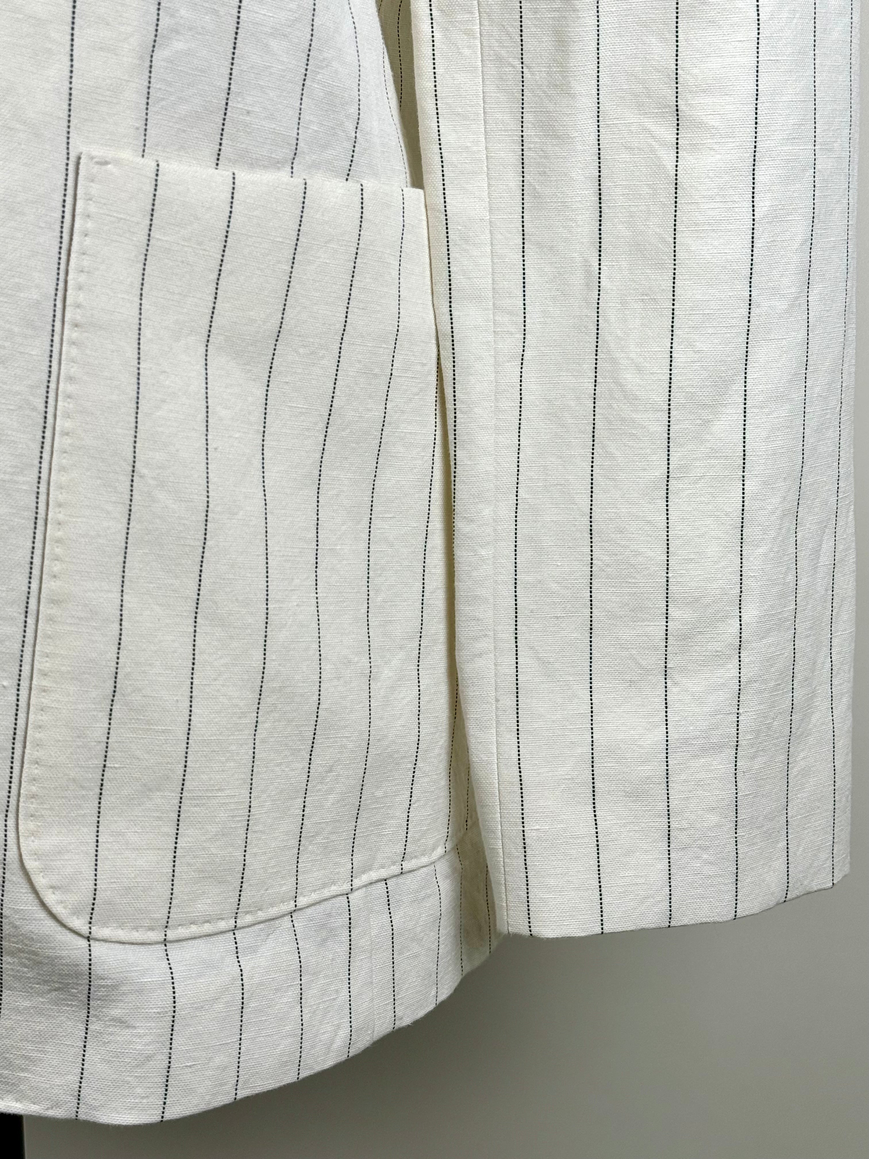 Max Mara Linen Cotton Mix Blazer Pinstriped White Sz. 40 DE