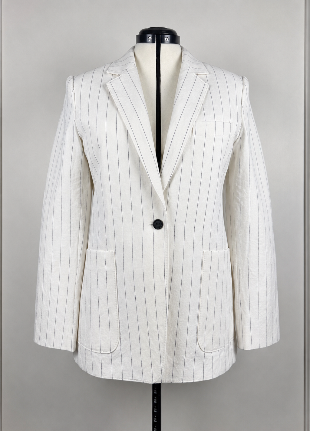 Max Mara Linen Cotton Mix Blazer Pinstriped White Sz. 40 DE