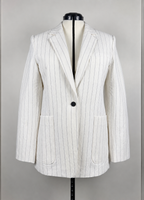 Max Mara Linen Cotton Mix Blazer Pinstriped White Sz. 40 DE