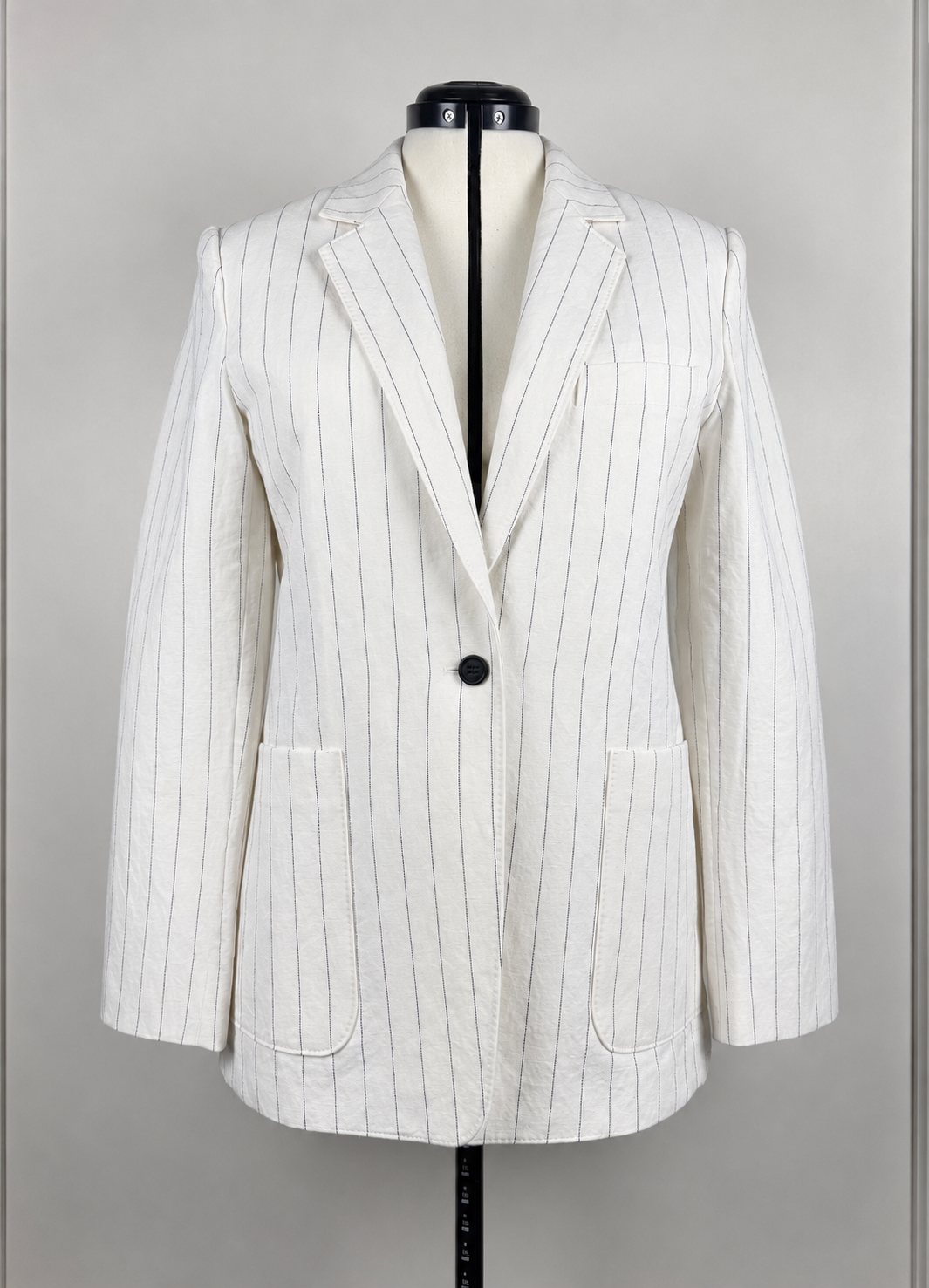 Max Mara Linen Cotton Mix Blazer Pinstriped White Sz. 40 DE