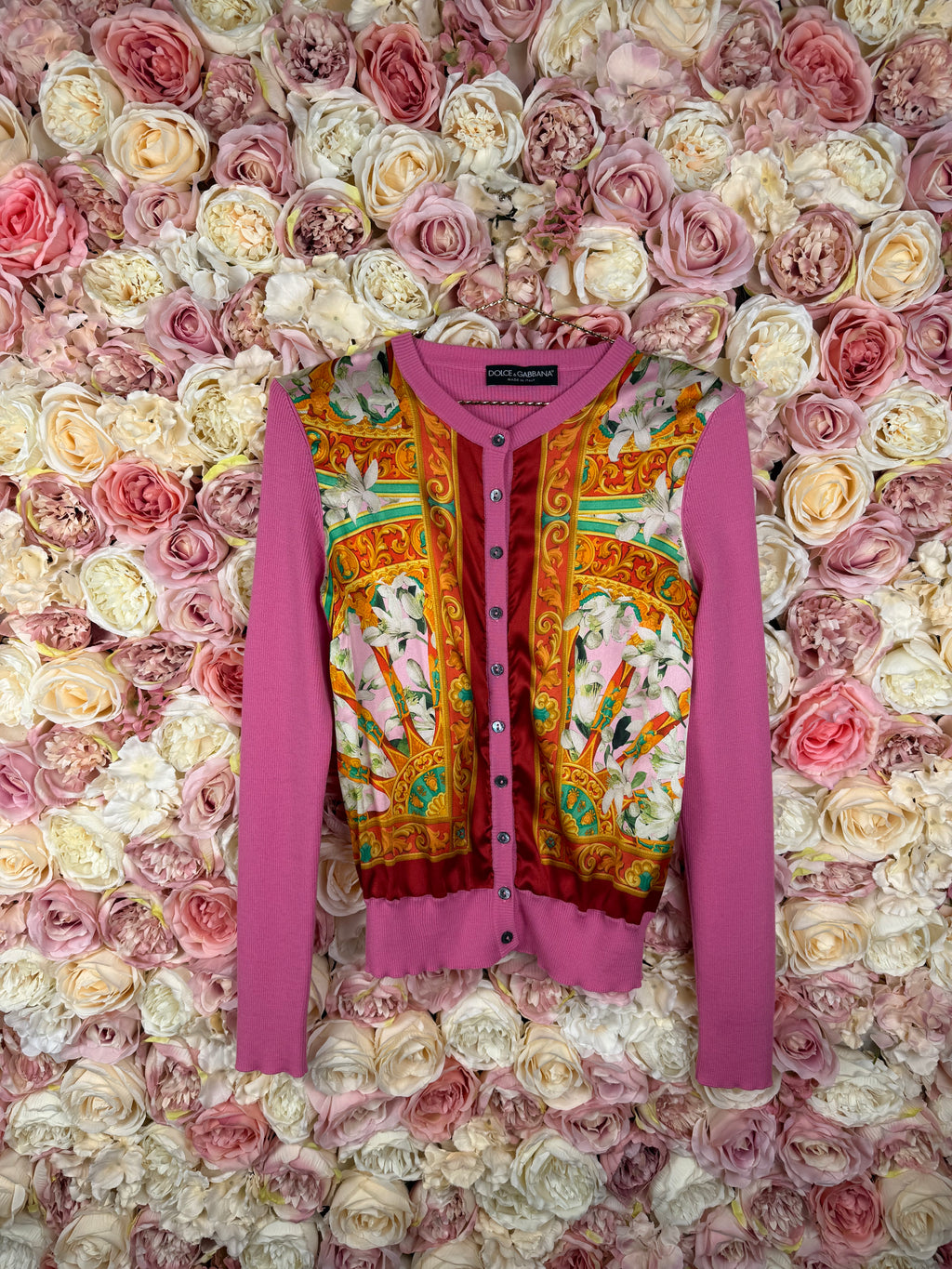 Dolce & Gabbana SIlk & Wool Cardigan Pink Multi Sz. 38 DE (42 IT)