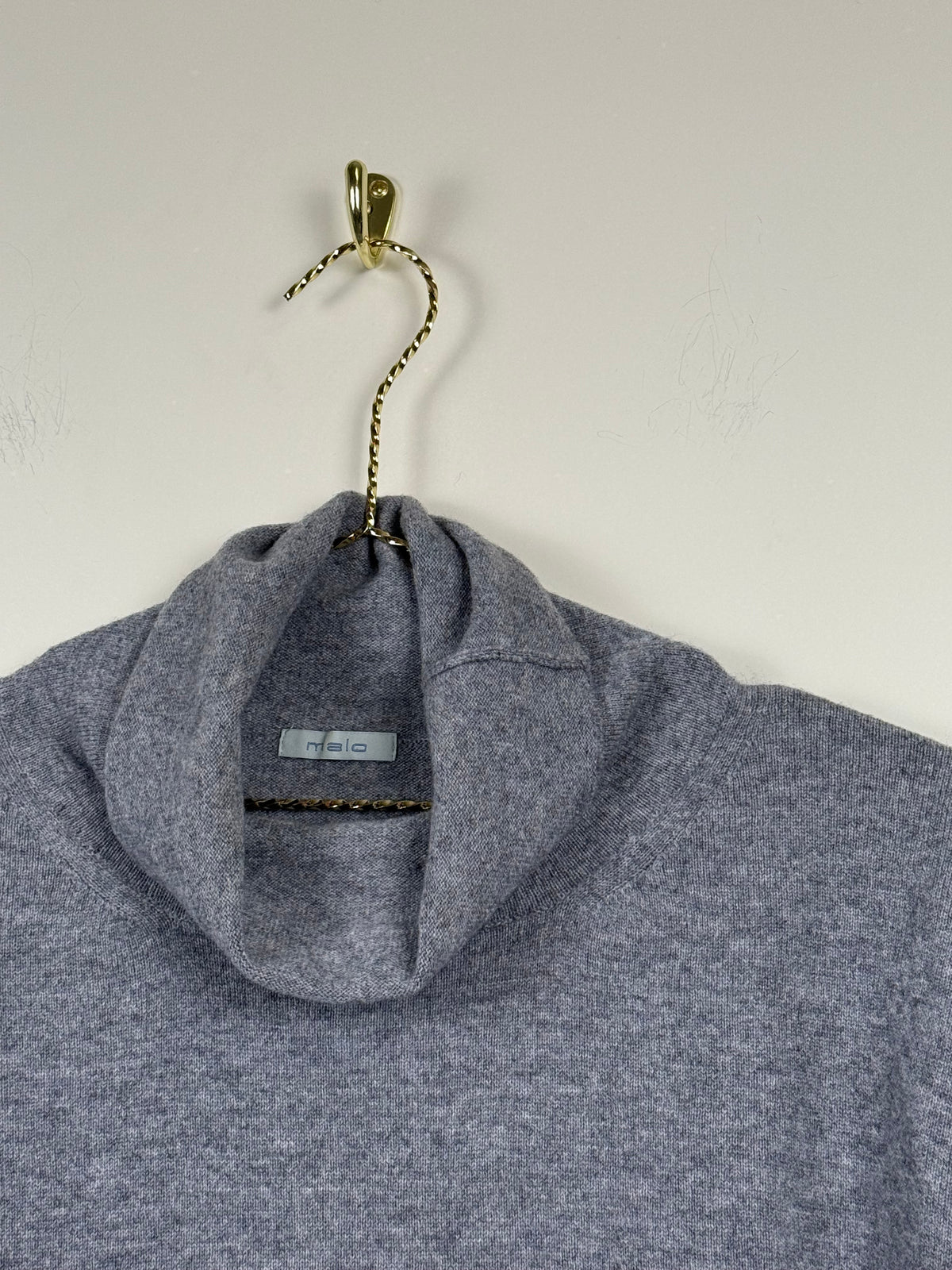 Malo Kurzarm-Rollkragenpullover – Grau – Gr. L