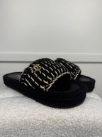Chanel Slides Black Gold Sz. 39 EU