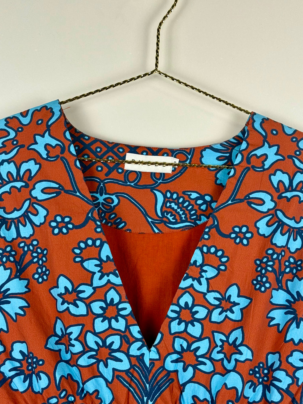 Rhode Dress Terracotta Light Blue Sz. XS