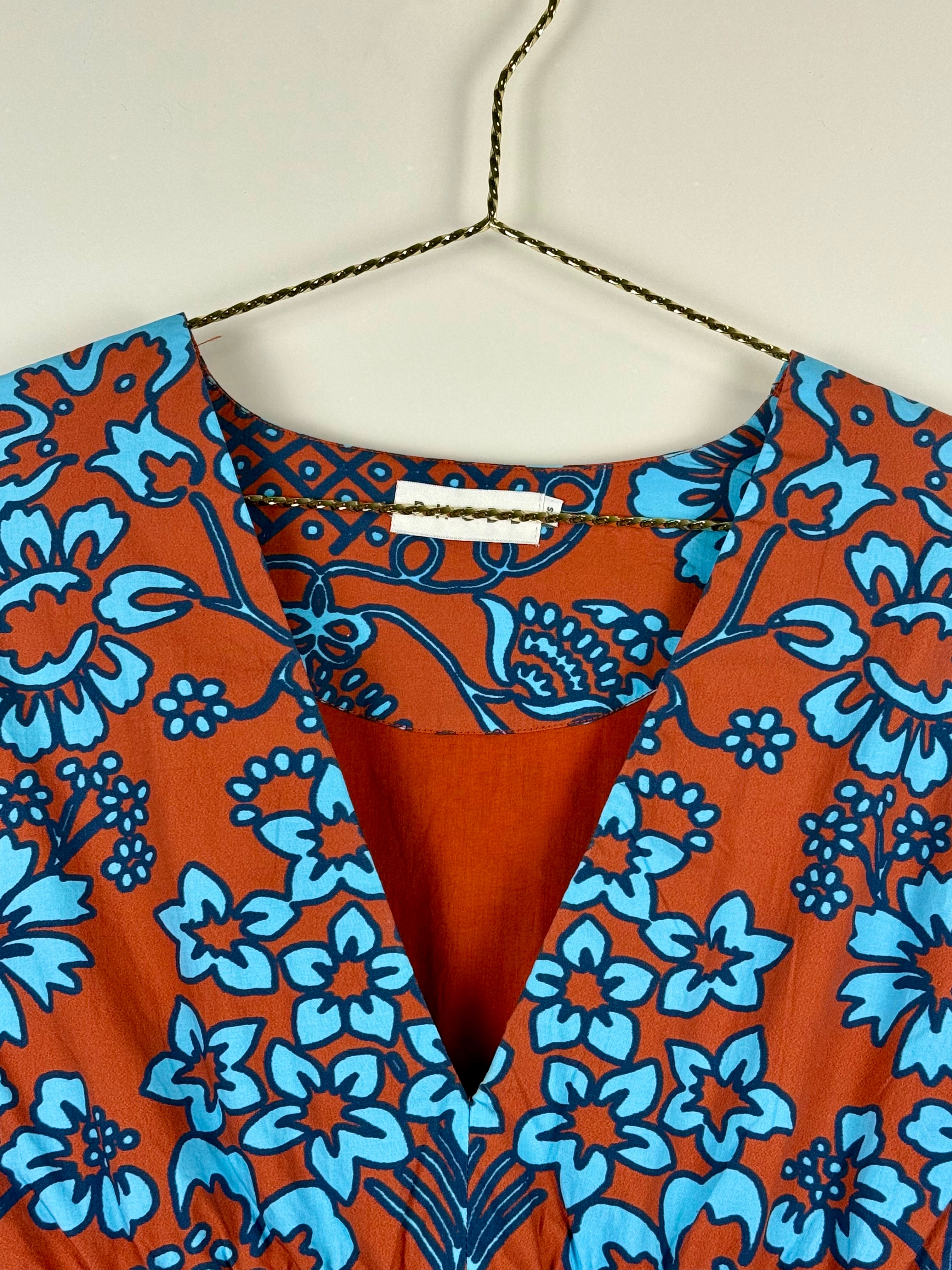 Rhode Dress Terracotta Light Blue Sz. XS