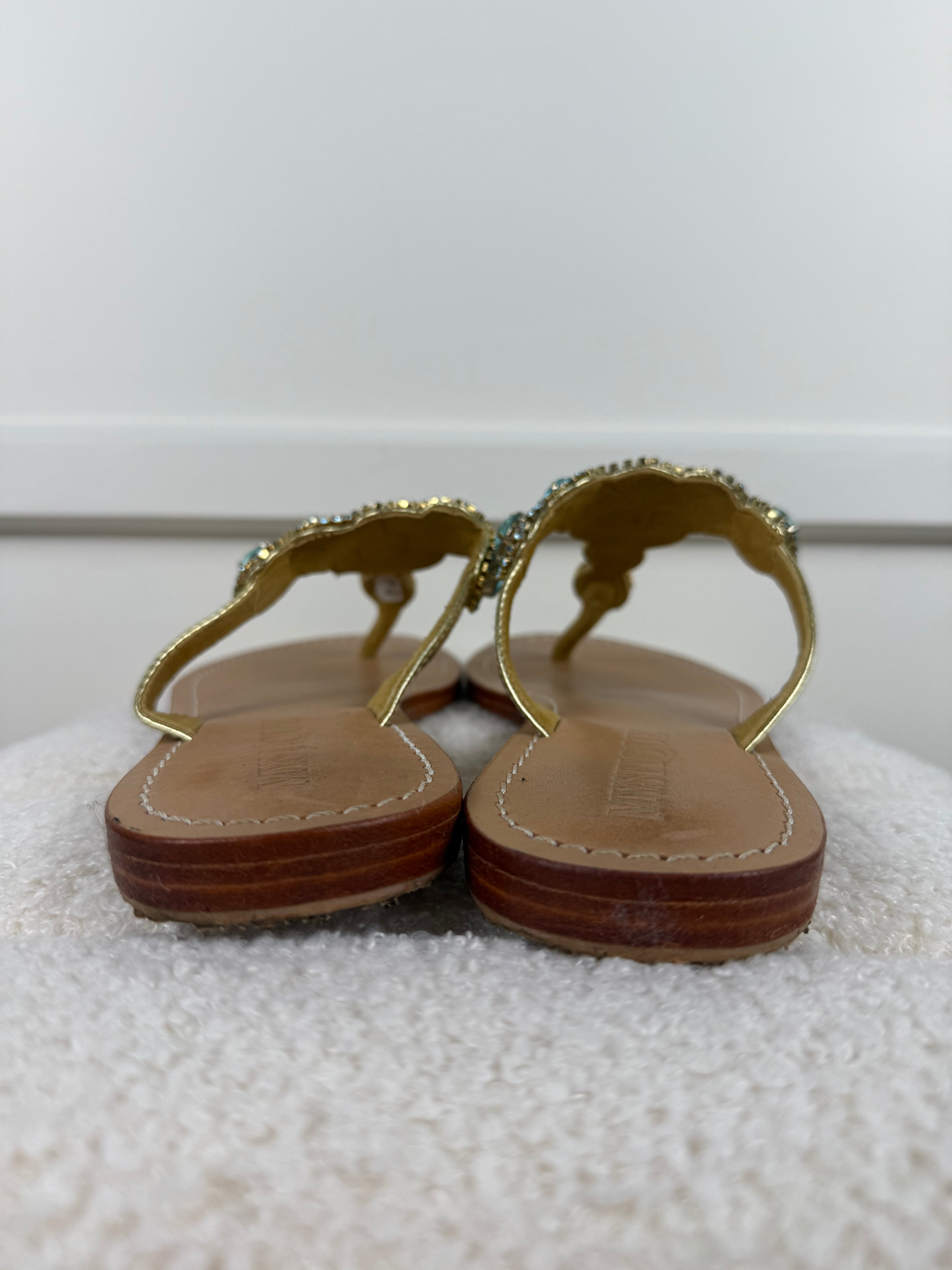Mystique Sandalen mit Kristallverzierung – Türkis – Gr. 37 EU (US 6)