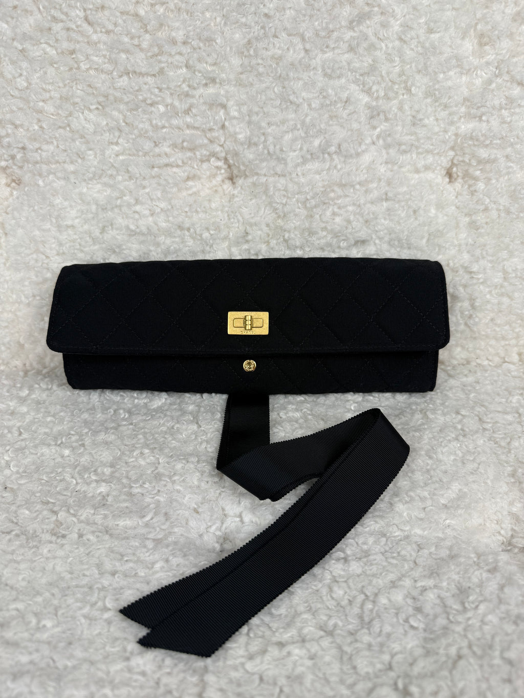 Chanel Quilted Travel Jewelry Roll Case Black