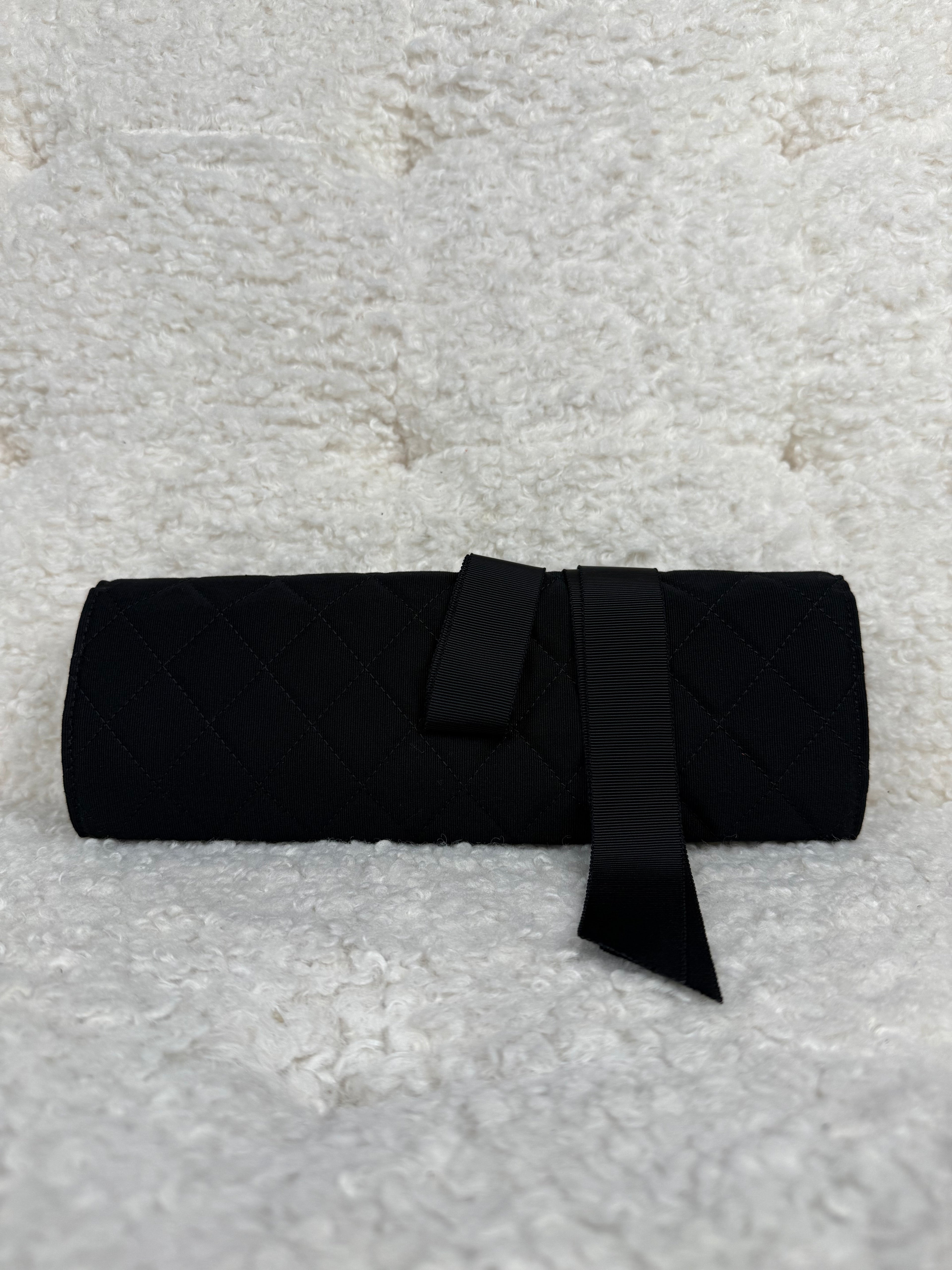 Chanel Quilted Travel Jewelry Roll Case Black
