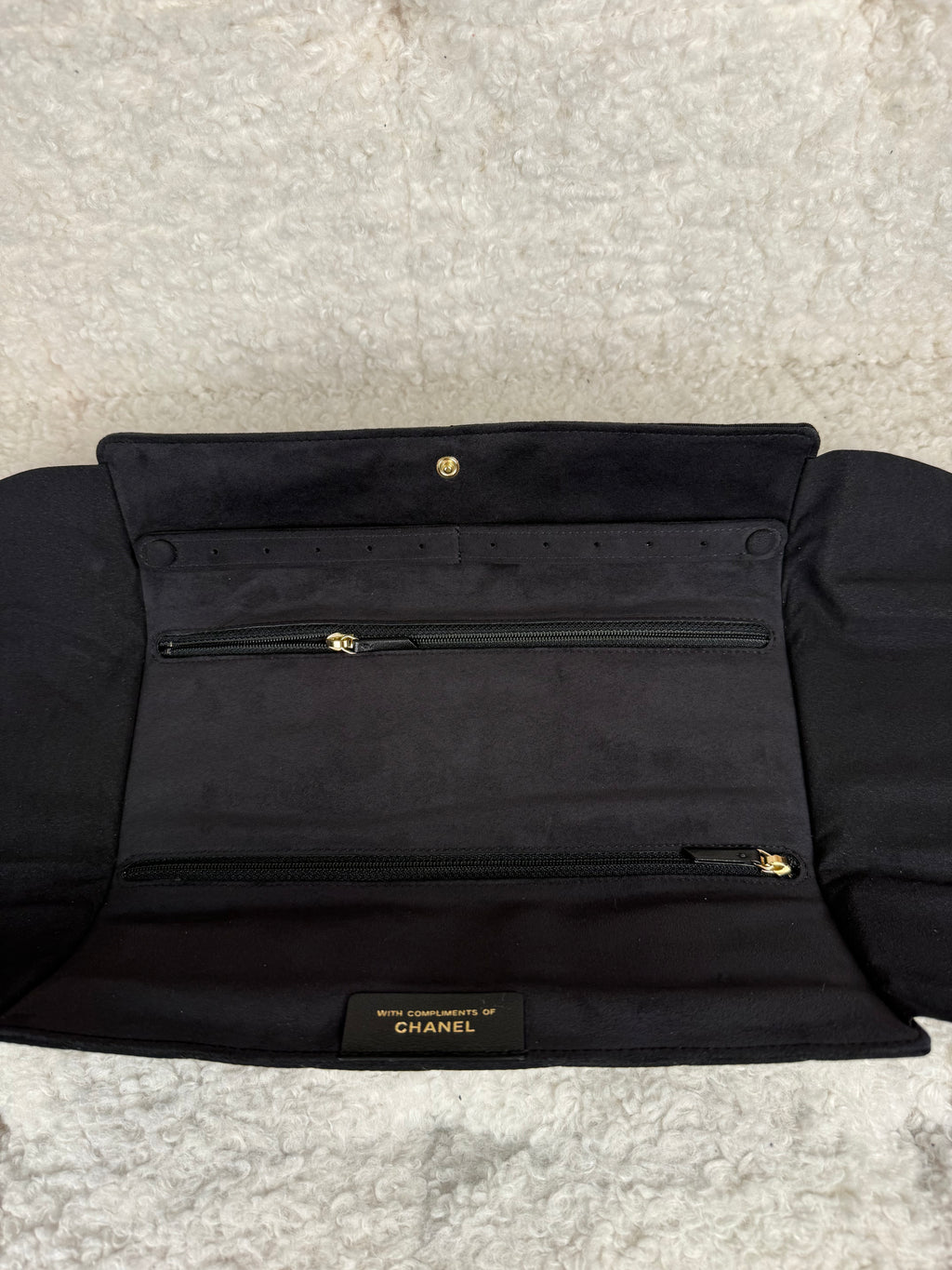 Chanel Quilted Travel Jewelry Roll Case Black